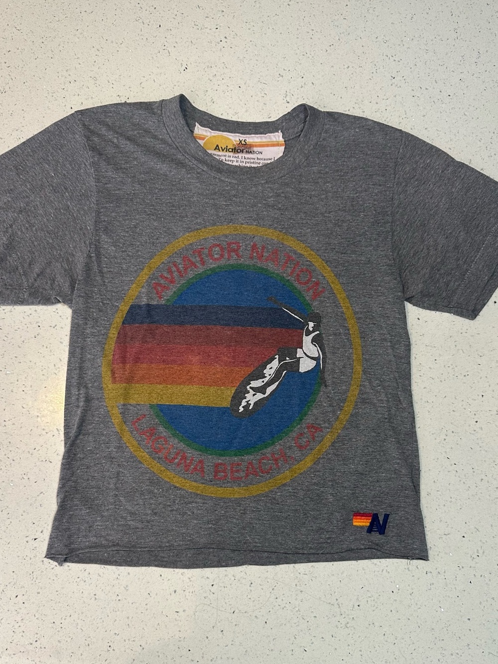 AVIATOR NATION LAGUNA BEACH LOGO BOYFRIEND TEE - HEATHER GREY / GUC